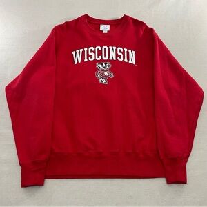 Vintage Y2K Champion Reverse Weave Wisconsin Badgers Crew Sweatshirt Red Large